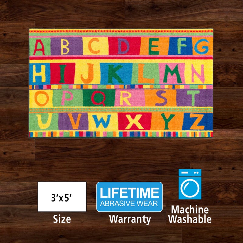 Flagship Carpets ABC Tapestry Machine Washable Educational Rug for Childrens Classroom, Home Learning and Playroom Rug or Children's Bedroom Carpet, 3' x 5', Multicolor - Image 2